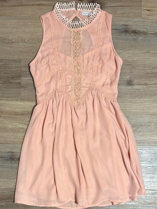 Paper Crane Dresses & Skirts - Paper Crane Blush Pink Lace-Trim Boho Babydoll Sleeveless Mini Dress